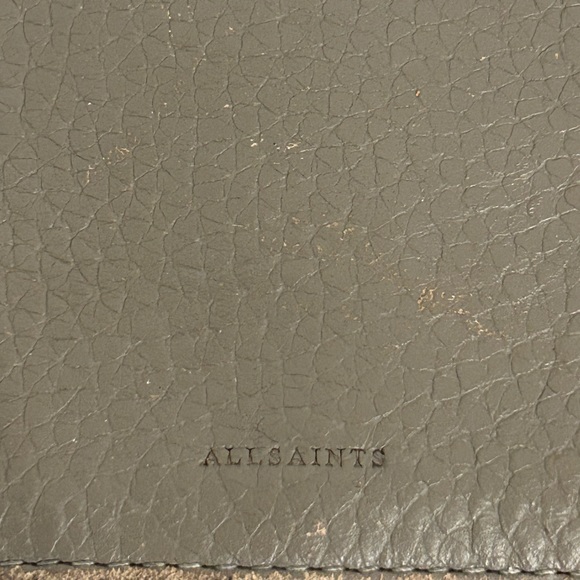 AllSaints Grey Pebbled Leather Crossbody  Purse Wallet - Picture 2 of 14